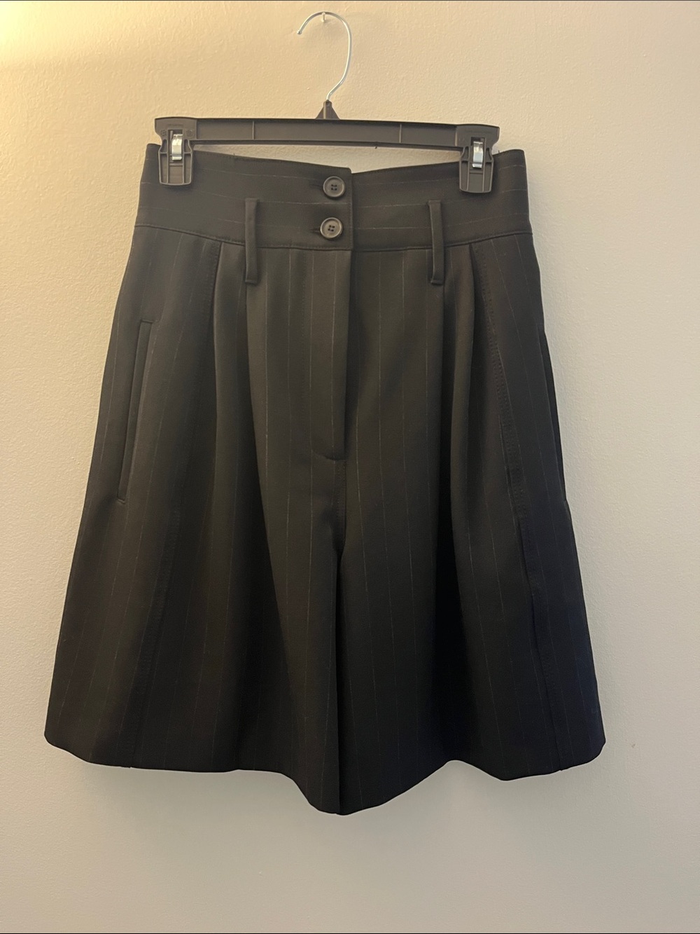 Zara Black Pinstripe High-Waist Shorts